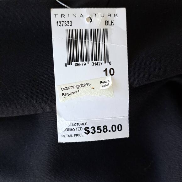 NWT Trina Turk Missy Black Ponte Sheath Dress Size 10 Leather Detail - Picture 8 of 14